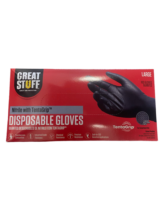 5000154 GREAT STUFF 6 MIL TENTAGRIP NITRILE DISPOSABLE GLOVES - 100/BX - L