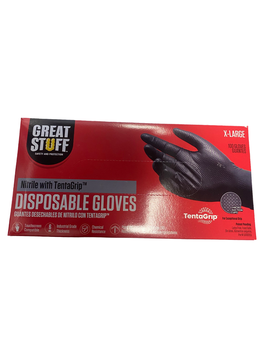 5000155 GREAT STUFF 6 MIL TENTAGRIP NITRILE DISPOSABLE GLOVES - 100/BX - XL